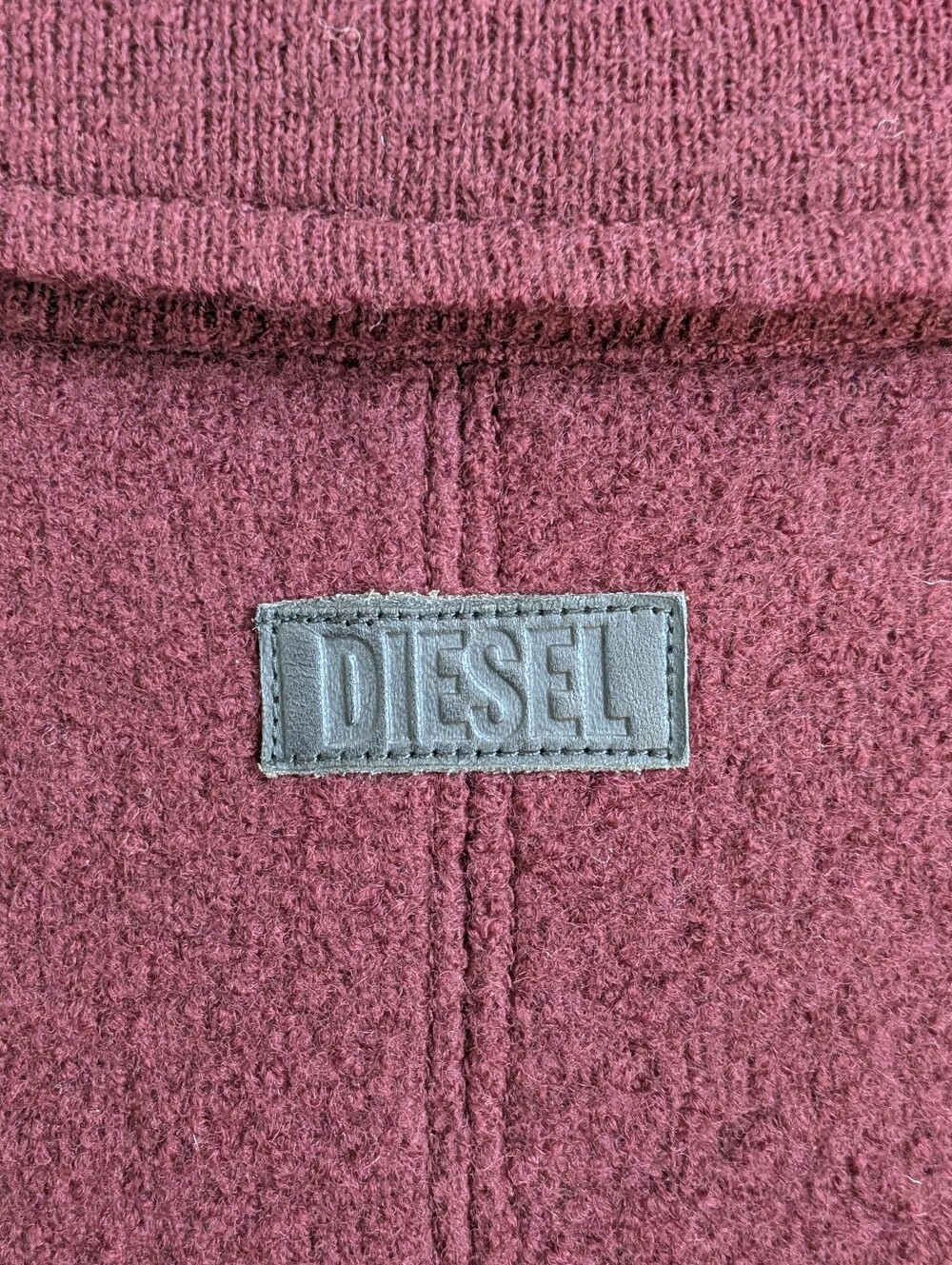 Diesel 100% Wool Dark Deep Red Cropped Double Breasted Jacket Small - Picture 5 of 16